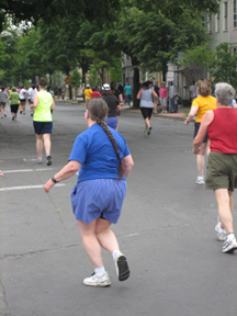 The Wife In Blue Streaking To The finish