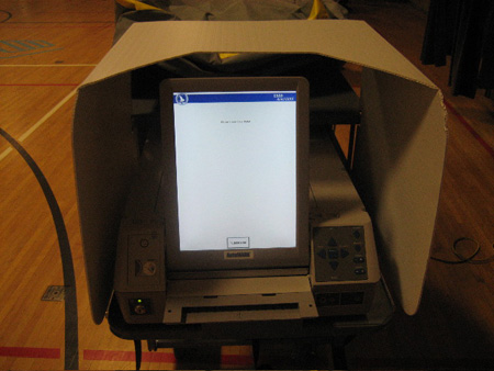 The Optional Electronic Voting Machine Used In Albany. Note The Classy Cardboard Privacy Shield