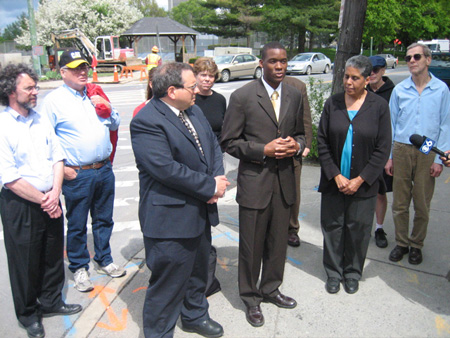 Corey Ellis At The Top Of Morton Avenue Speaking At Dominick Calsolaro's Announcement