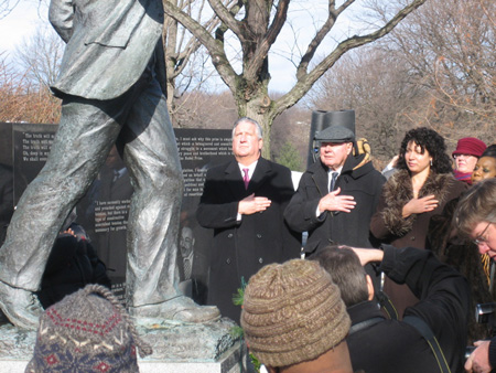 ennings, State Commissioner John Egan And City Court Judge Helena Heath-Roland Pledge Allegiance To Martin.