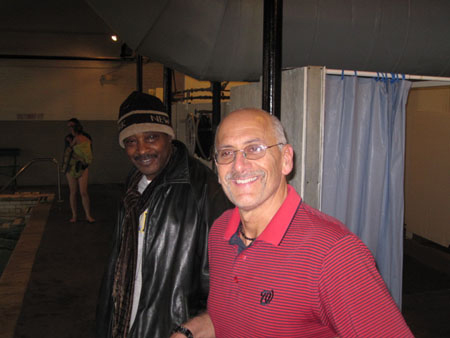 Willie White And Common Council Member James Sano By The Pool