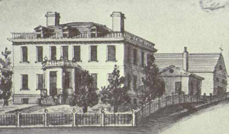 Schuyler Mansion In 1818, Note The Barn And Cookhouse In Back