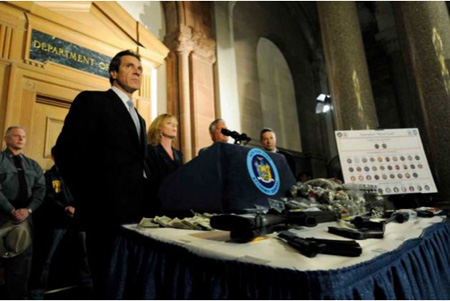 Gubernatorial Candidate Andrew Cuomo At The Capital In 2010 Taking Credit For a Gun And Drug Bust In Downtown Albany