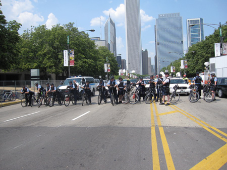 Critical Mass: Chicago Bicycle Cops Assembled In Front