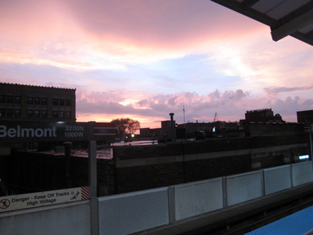 Sunset Over Chicago From The EL