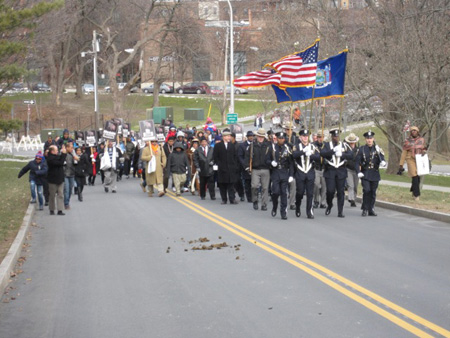 The State Police Color Guard Leads The March Around The Horse Poop
