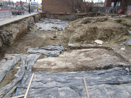 Excavations For Housing At The Historic Knitting Factory Block, Which Was Demolished In The Middle Of The Night In 2007.  Mound At Upper Right May Contain Artifacts Of Albany's Oldest African-American Church From 200 Years Ago