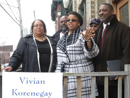 Vivian Kornegay (With Carolyn McLaughlin And Willie White) Announces Her Run In Front Of The  Ruins Of Bathhouse #2