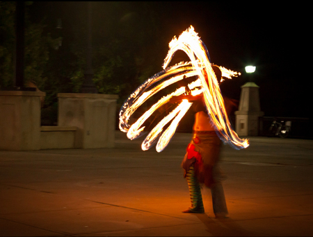 Firedancer At The Weekly Tuesday Night Spinjam At The Albany Waterfront Amphitheater