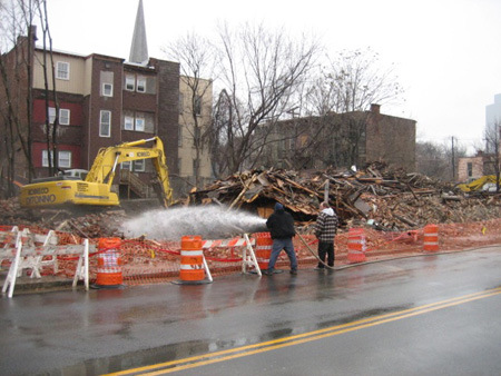 Historic Knitting Factory Block On south pearl Street Destroyed In The Middle Of The Night By DiTonno, Saturday Morning, February 2008