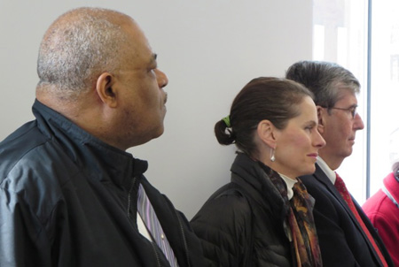 Pastor Traynham Of Victory Church, Assembly Member Pat Fahy And Senator Neil Breslin Listen To The Speakers