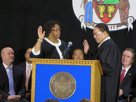 Common Council President Carolyn McLaughlin Sworn In By Judge Randolph Treece