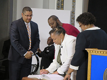 Vivian Kornegay (2nd Ward) Signs, Her Husband Edward Behind