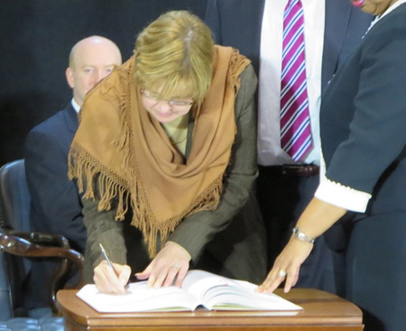 Former School Board Member Judy Doesschate (9th Ward) Signs