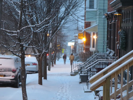 My Neighborhood, Light January Snowstorm At Dawn