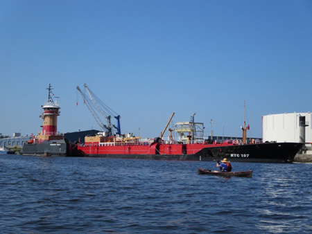 Oil Barge Waiting To Load At The Port Of Albany