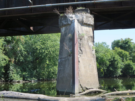 Pillar Holding Up The Rail Bridge Over Island Creek