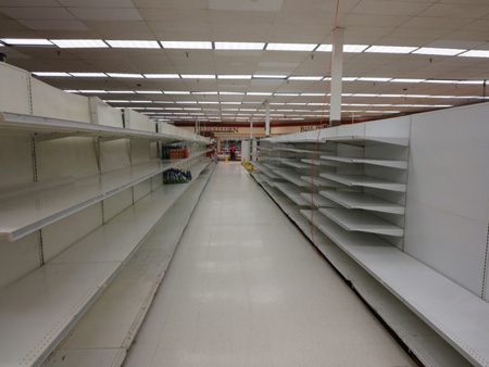 Empty Shelves At A Local Supermarket