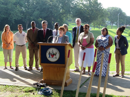 City Of Albany Mayor Kathy Sheehan Holding A Press Conference In Lincoln Park This Past July