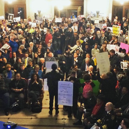 Black Lives Matter Protest At City Hall, State Of The City, View From The Balcony (click photo for larger)