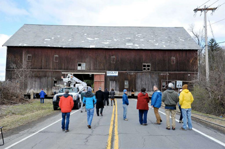 Moving The Hilton Barn Across The Road Last March