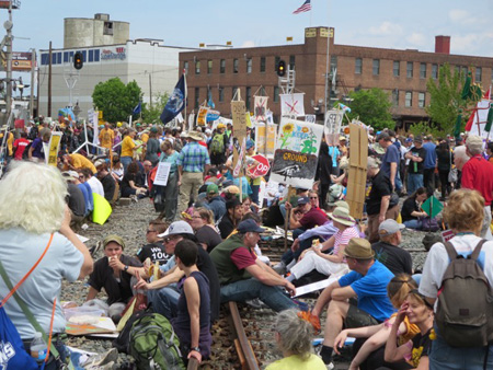 Protest Against The Fracked Bakken Oil Trains At The Port Of Albany Last May