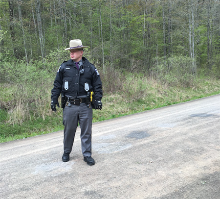 NY State Trooper Surveys The Road While Waiting For The Knuckleheads