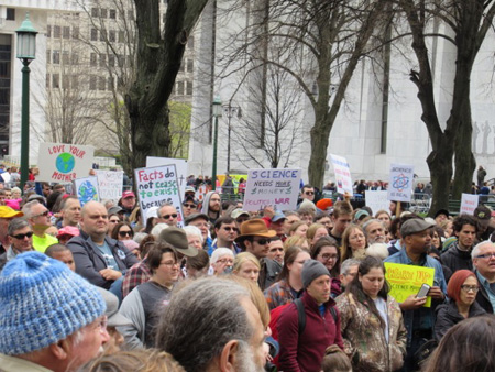 Listening Carefully To Speakers At The Earth Day March For Science, Albany NY