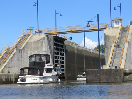 Pleasure Craft Heading Into Erie Canal Lock E-2