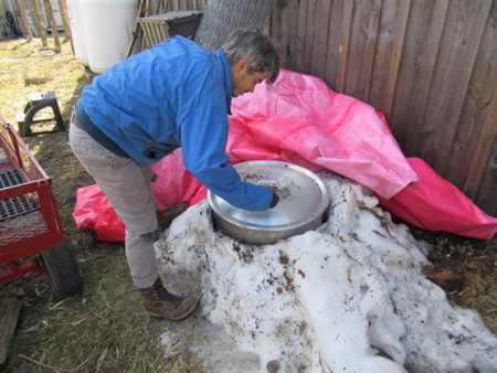 Ben Shows Me The Pot Of Sap Ready For Final Processing, Note The State Of The Art Refrigeration