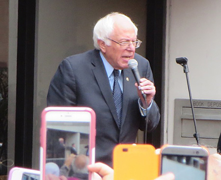 Bernie Sanders Outside The Albany Public Library Addressing The Thousands Of Supporters Who Couldn’t Get Inside The Washington Avenue Armory This Past April