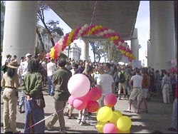 April, 2003:� Hayes Valley Neighbors Celebrate The Impending Demise Of The Horror Above Their Heads