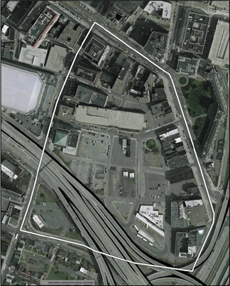 Albany Convention Center site from the air