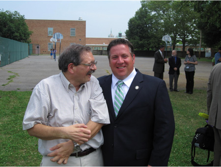 City Of Albany Common Council Member Dominick Calsolaro At Left Greets Albany County Executive Dan McCoy