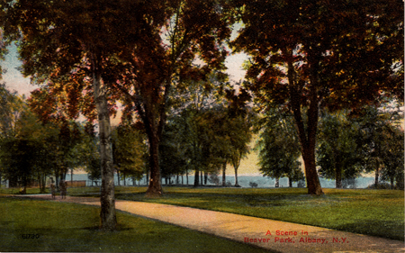 First Postcard, "A Scene In Beaver Park, Albany, N.Y." (Click on photo for detail)
