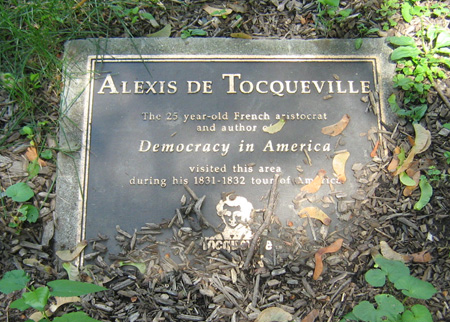 Plaque In Academy Park Commemorating Alexis DeTocqueville's Visit To Albany
