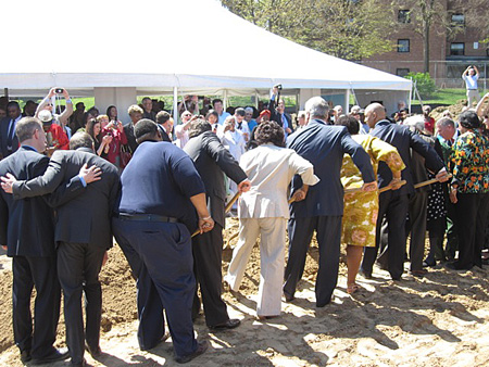 Albany Politicians Agitate The Mound Of Dirt At The "Groundbreaking" For The New Capital South Campus Center, May 2, 2013