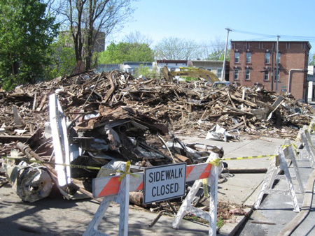 Feeding Frenzy: Day After A City Crew Demolished An Entire Block Of Buildings On Lexington Avenue In Arbor Hill, May 7