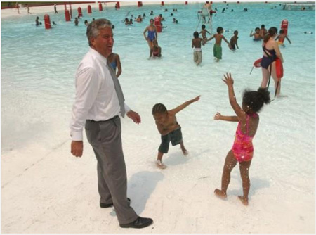 Jerry Jennings At The Season Opening Of Lincoln Park Pool In 2003, Shortly After South End Neighbors Stopped Him From Closing It