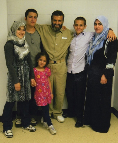 Yassin Aref With His Family, Children Alaa, Saheh, Ayah, Azzam And Wife Zuhur During Their First Contact Visit In Marion Illinois, 2011