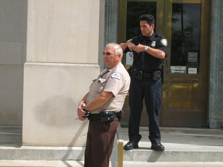 Cops On The Binghamton Courthouse Steps Watch The Press Conference