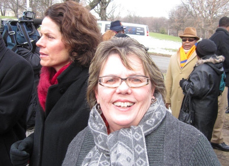 Cathy Fahey At The ML King Statue In January (With Pat Fahy)