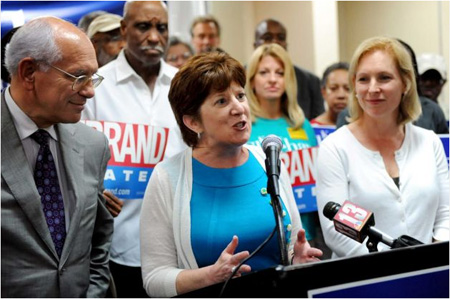 Kathy Sheehan, Flanked By Congressman Paul Tonko And Senator Kirsten Gillibrand, Slams Jerry Jennings' Final Proposed Budget For Albany, August 2013