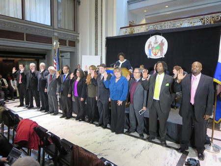 12 Of The Common Council Members Being Sworn In, 3 More Off Camera To The Right