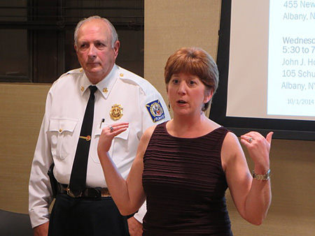 Mayor Sheehan Tries To Continue The Presentation, With Fire Chief Warren Abriel