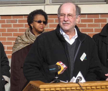 Mike Jacobson As Habitat Director On Alexander Street In Albany (With Common Council President Carolyn McLaughlin) Dec. 2012