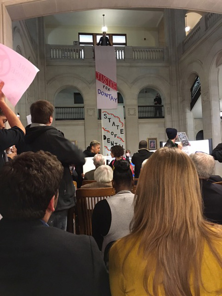  Shortly After The Banners Were Dropped Behind Mayor Sheehan [Credit: The Wife from her seat]