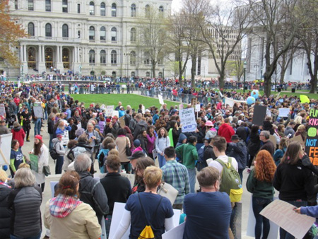Crowds Gather At The Capital Hours Before The Earth Day March for Science, Albany NY