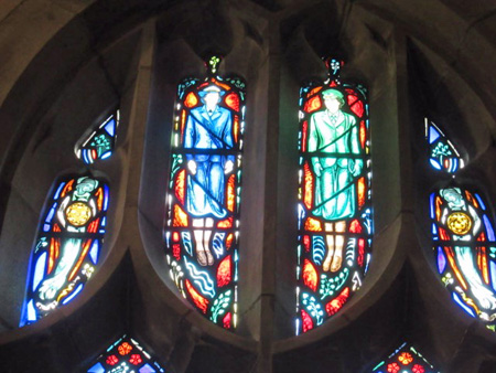 Female Soldiers Honored At The Top Of A Stained Glass Window