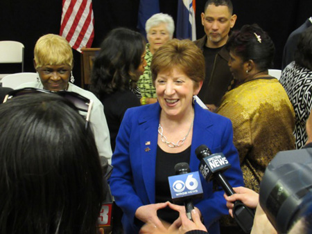 Kathy Sheehan Announcing Her Reelection Campaign Earlier This Year